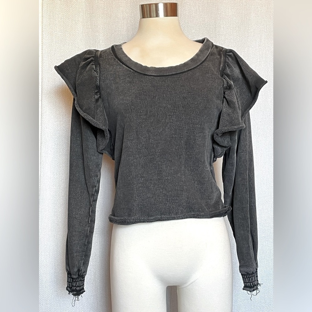 Winston White distressed black crop sweatshirt
